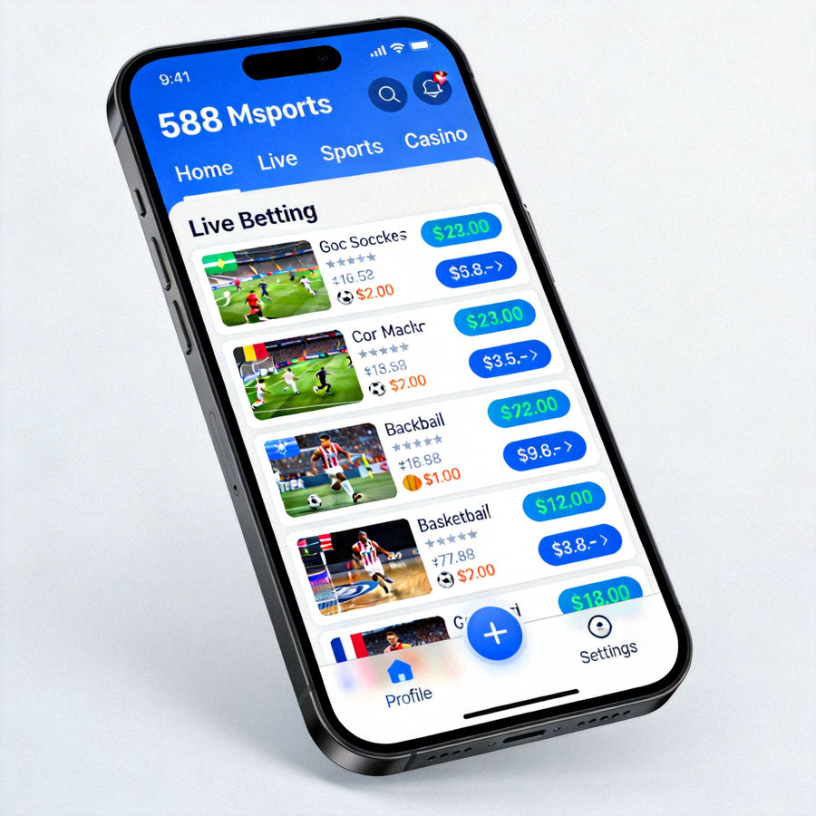 Tampilan aplikasi mobile M88 Msports di smartphone, menunjukkan taruhan live yang mudah