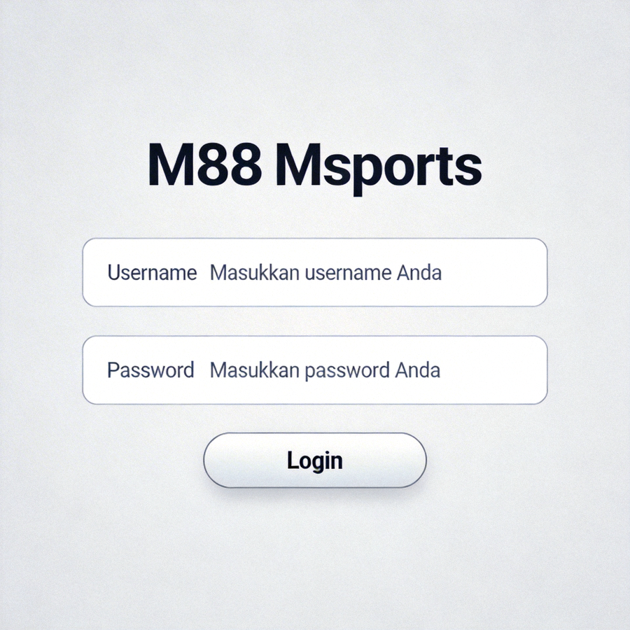 Tampilan halaman login M88 Msports dengan kolom username dan password